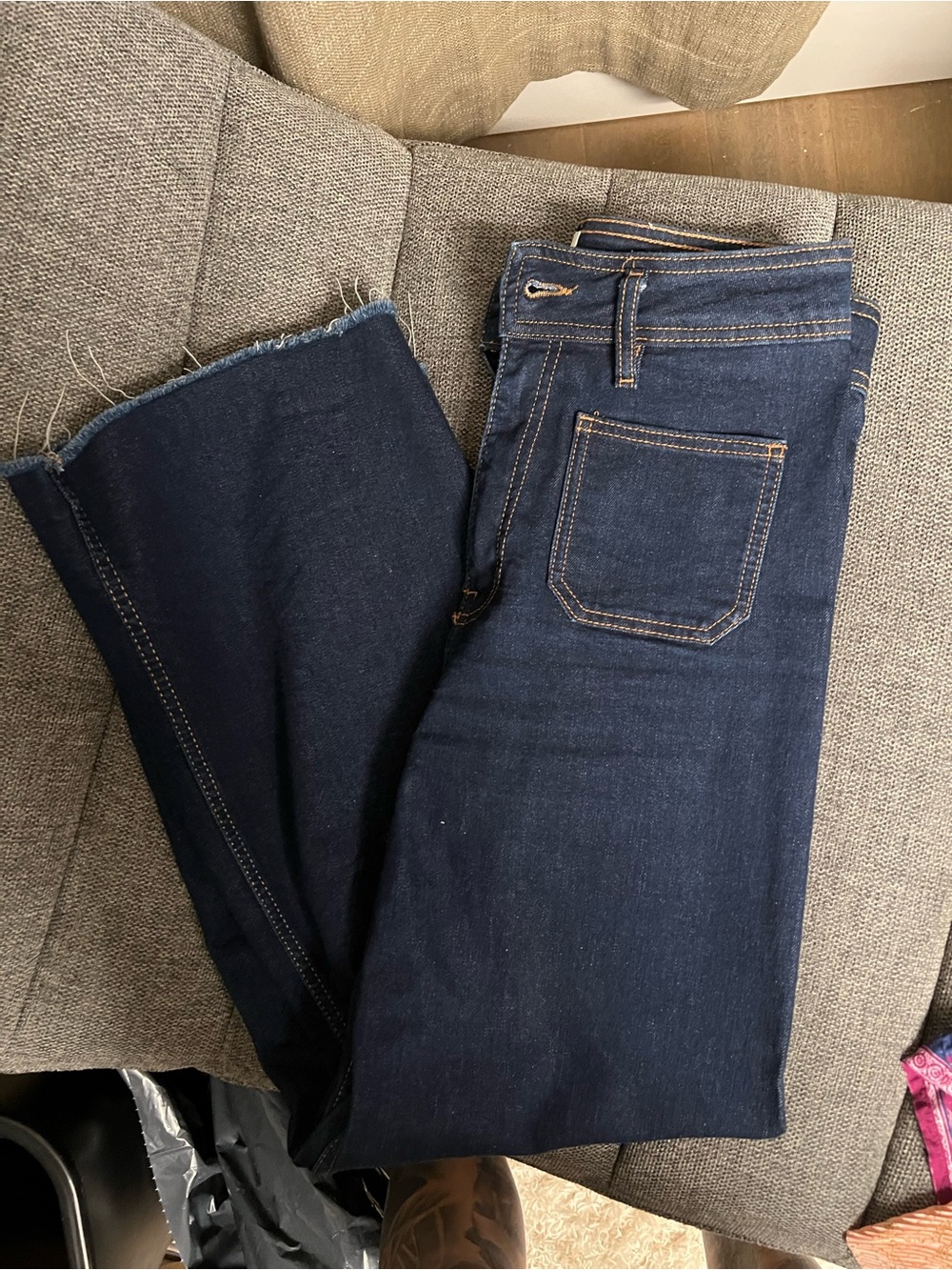 Zara Women’s Dark Indigo wide leg Jeans